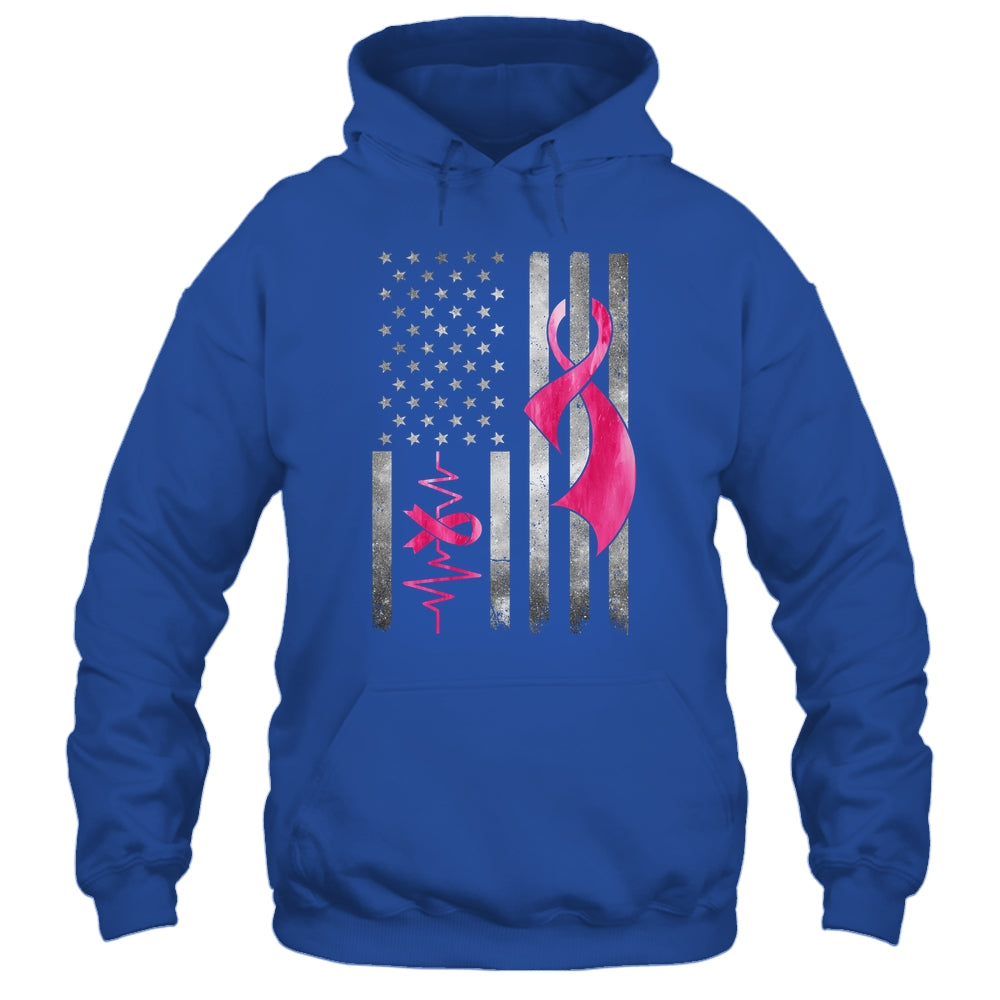 American Flag Pink Ribbon Breast Cancer Awareness Women Men Shirt & Hoodie | siriusteestore