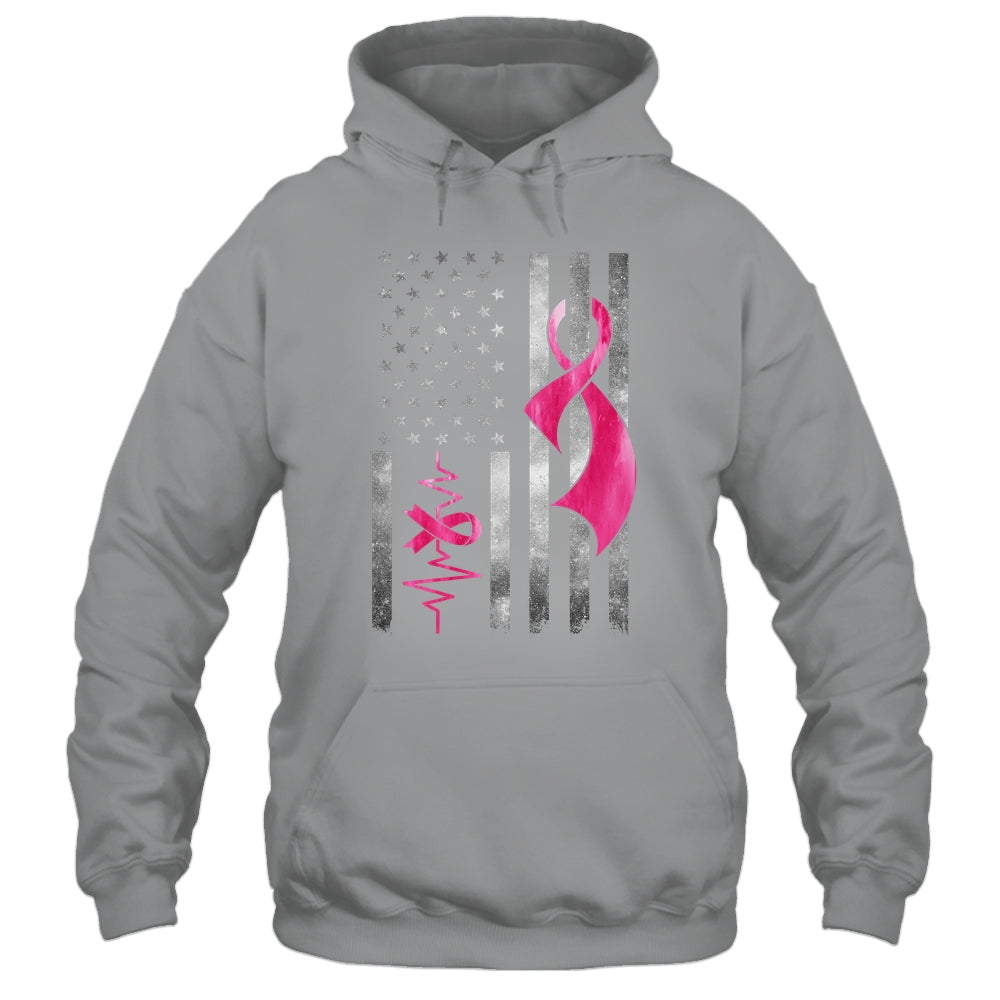 American Flag Pink Ribbon Breast Cancer Awareness Women Men Shirt & Hoodie | siriusteestore
