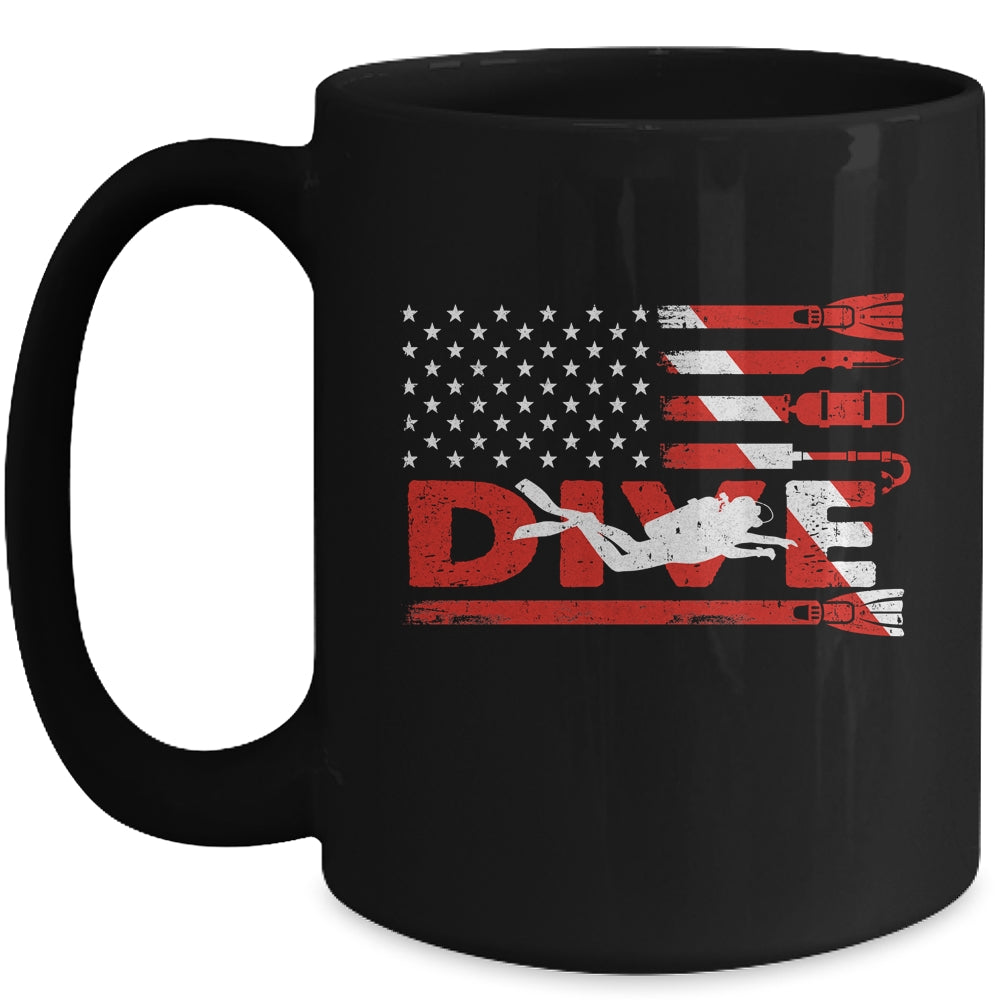 American Flag Scuba Diving For Men Women Scuba Diving Mug | siriusteestore
