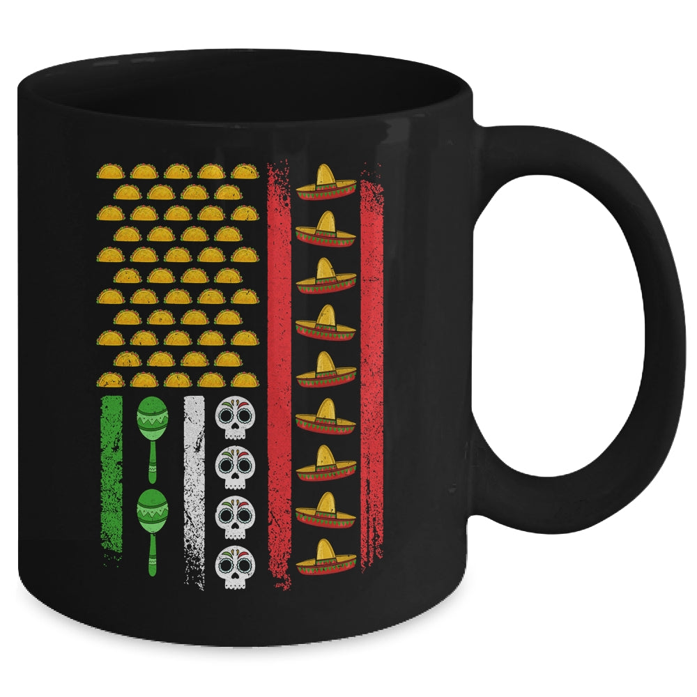 American Mexican Flag With Sombrero And Taco Cinco De Mayo Mug | siriusteestore