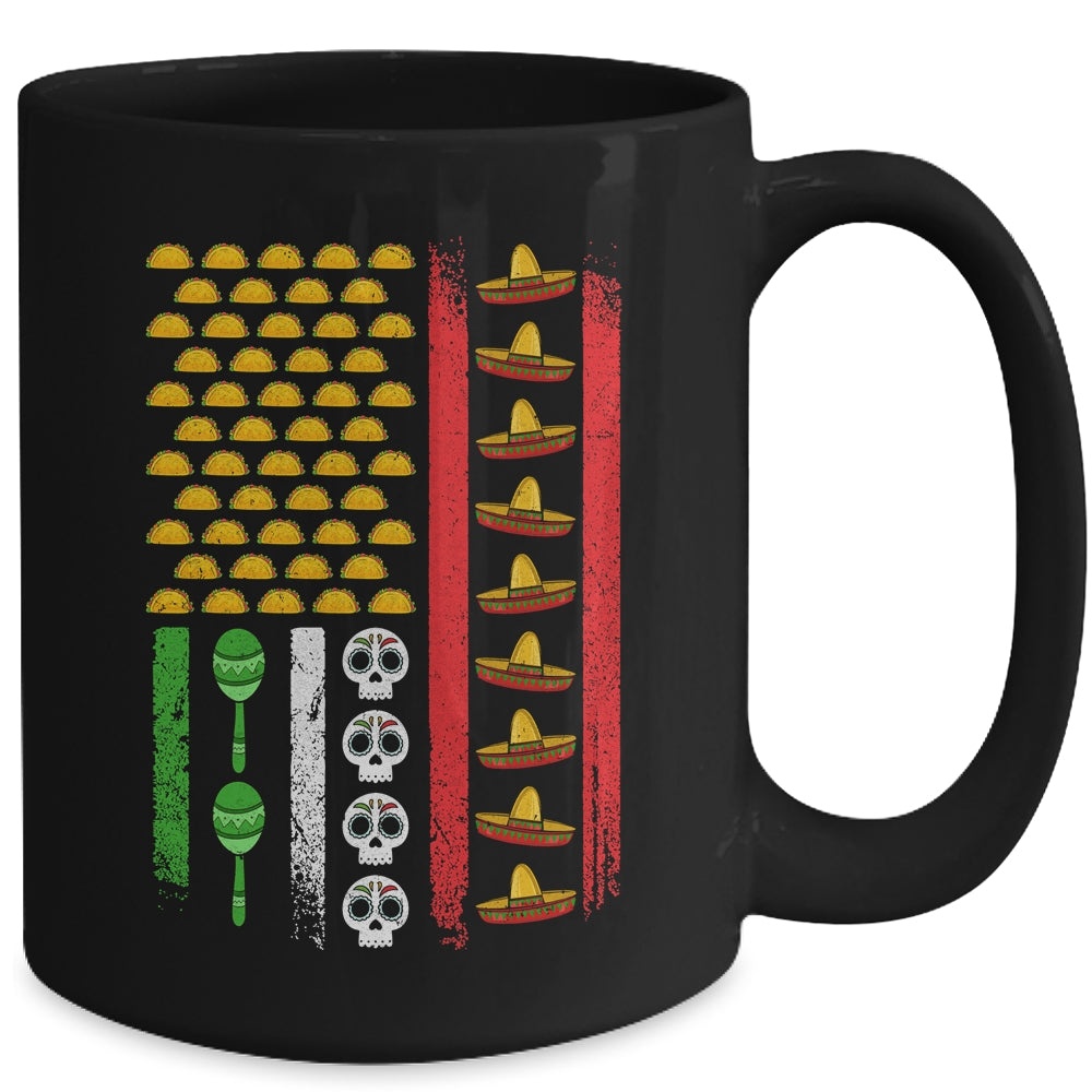 American Mexican Flag With Sombrero And Taco Cinco De Mayo Mug | siriusteestore