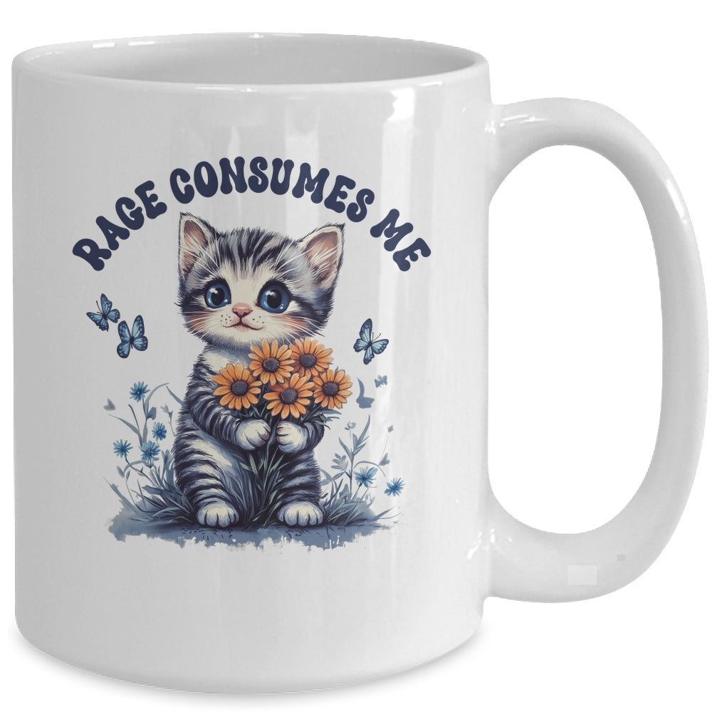 Anger Angry Emotion Funny Rage Consumes Me Cat Kitten Flower Mug | siriusteestore