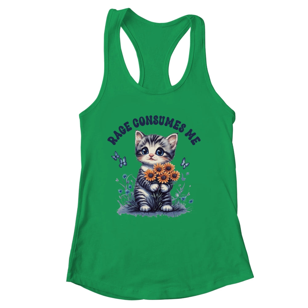 Anger Angry Emotion Funny Rage Consumes Me Cat Kitten Flower Shirt & Tank Top | siriusteestore