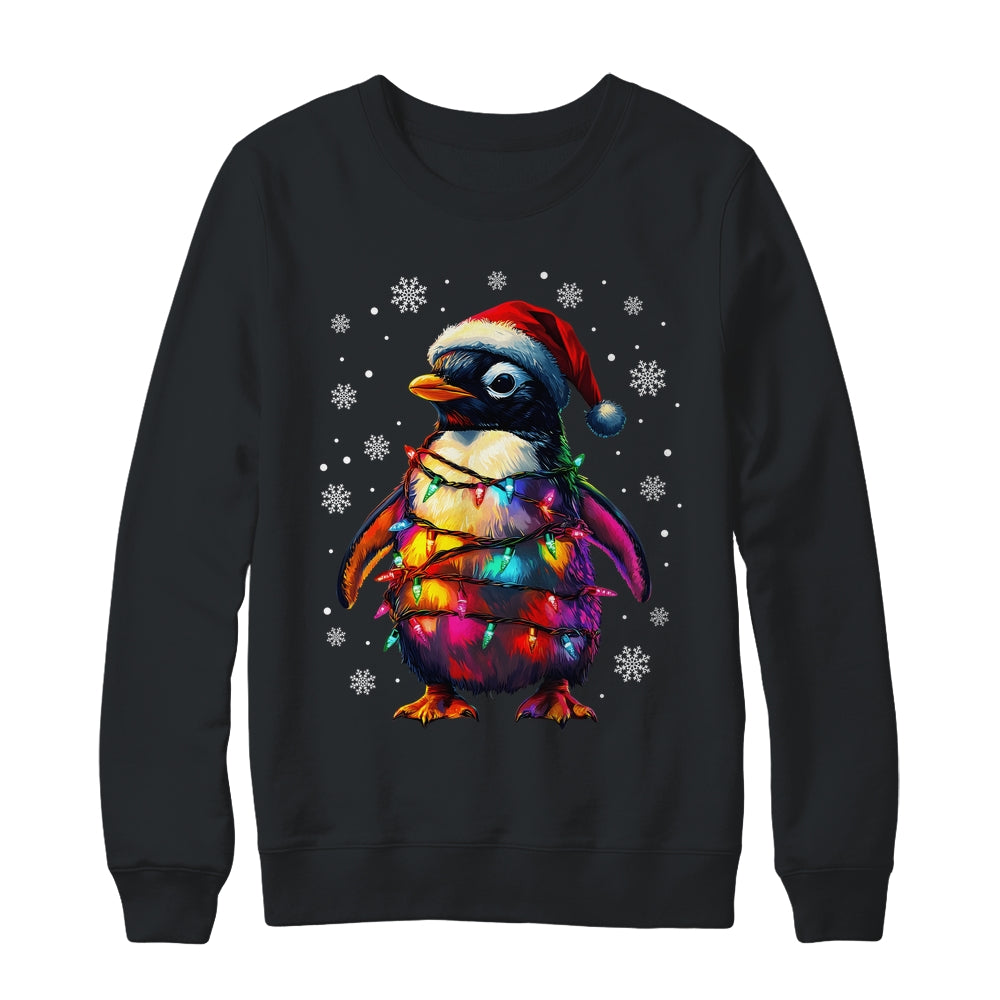 Animal Design Penguin Christmas Light Penguin Satan Hat Shirt & Sweatshirt | siriusteestore