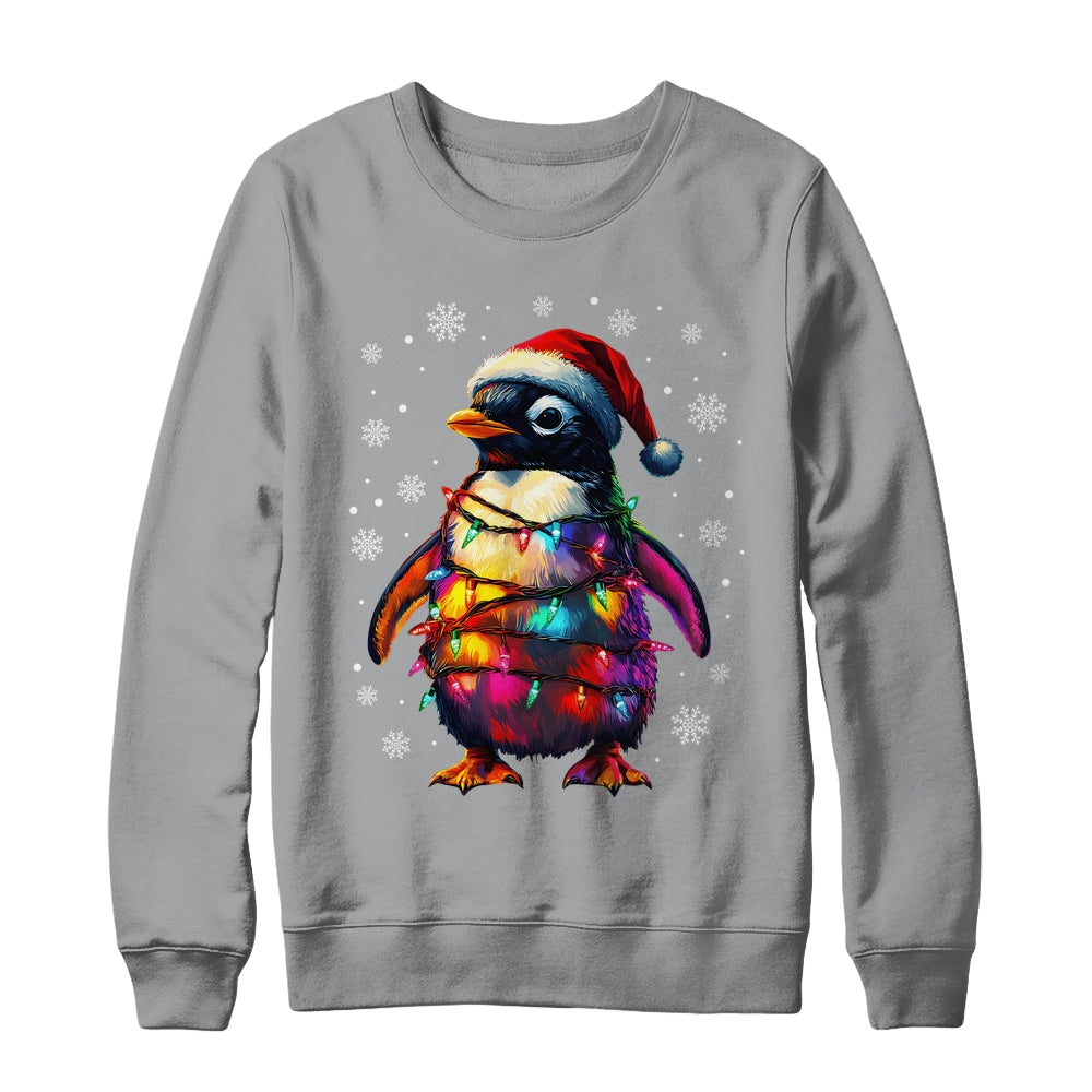Animal Design Penguin Christmas Light Penguin Satan Hat Shirt & Sweatshirt | siriusteestore