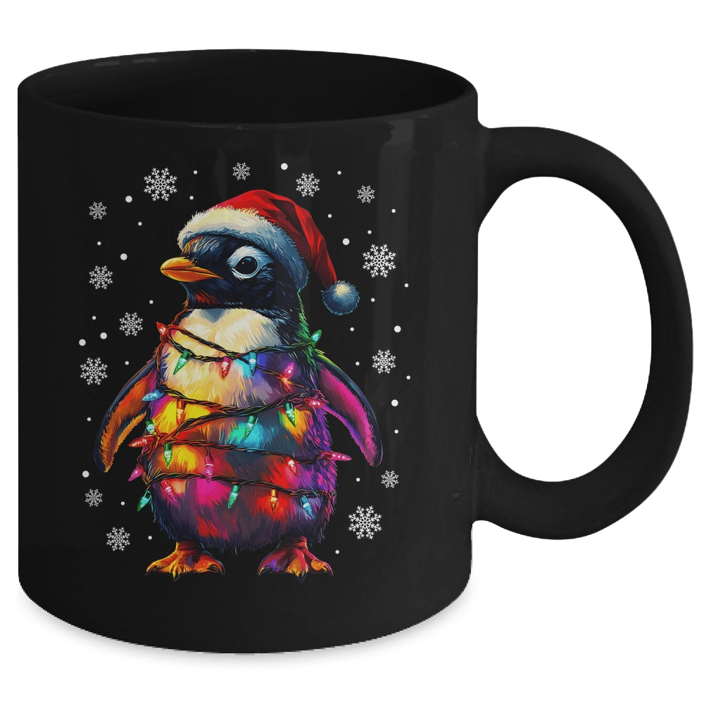 Animal Design Penguin Christmas Light Penguin Satan Hat Mug | siriusteestore