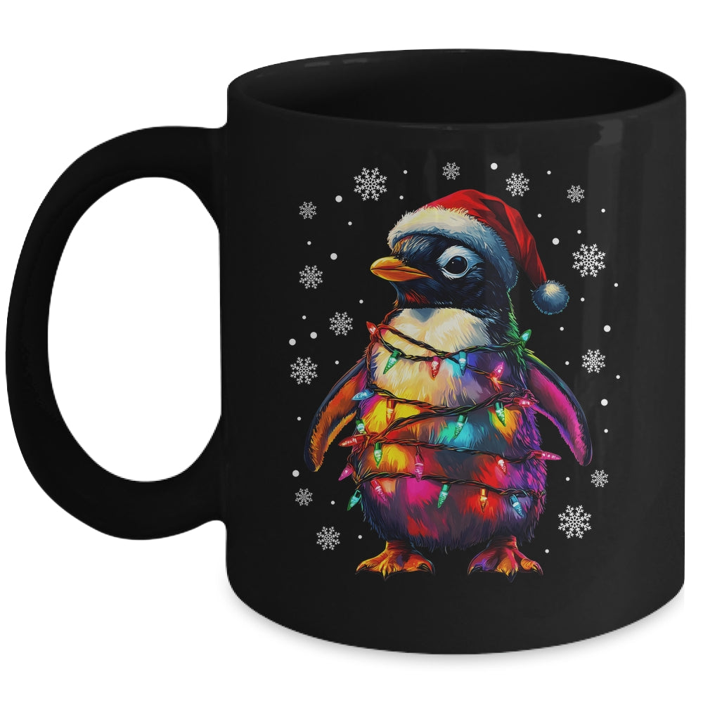 Animal Design Penguin Christmas Light Penguin Satan Hat Mug | siriusteestore