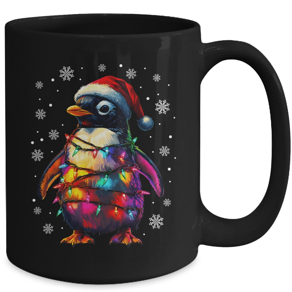 Animal Design Penguin Christmas Light Penguin Satan Hat Mug | siriusteestore