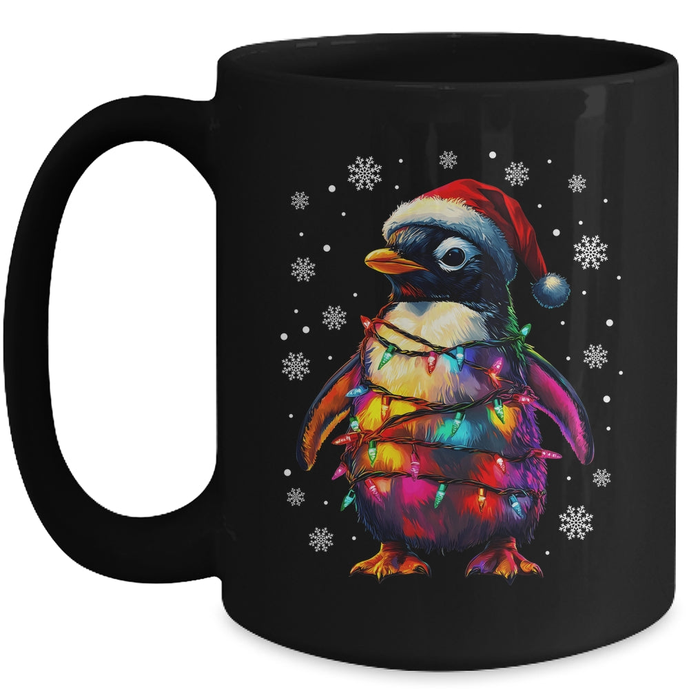 Animal Design Penguin Christmas Light Penguin Satan Hat Mug | siriusteestore