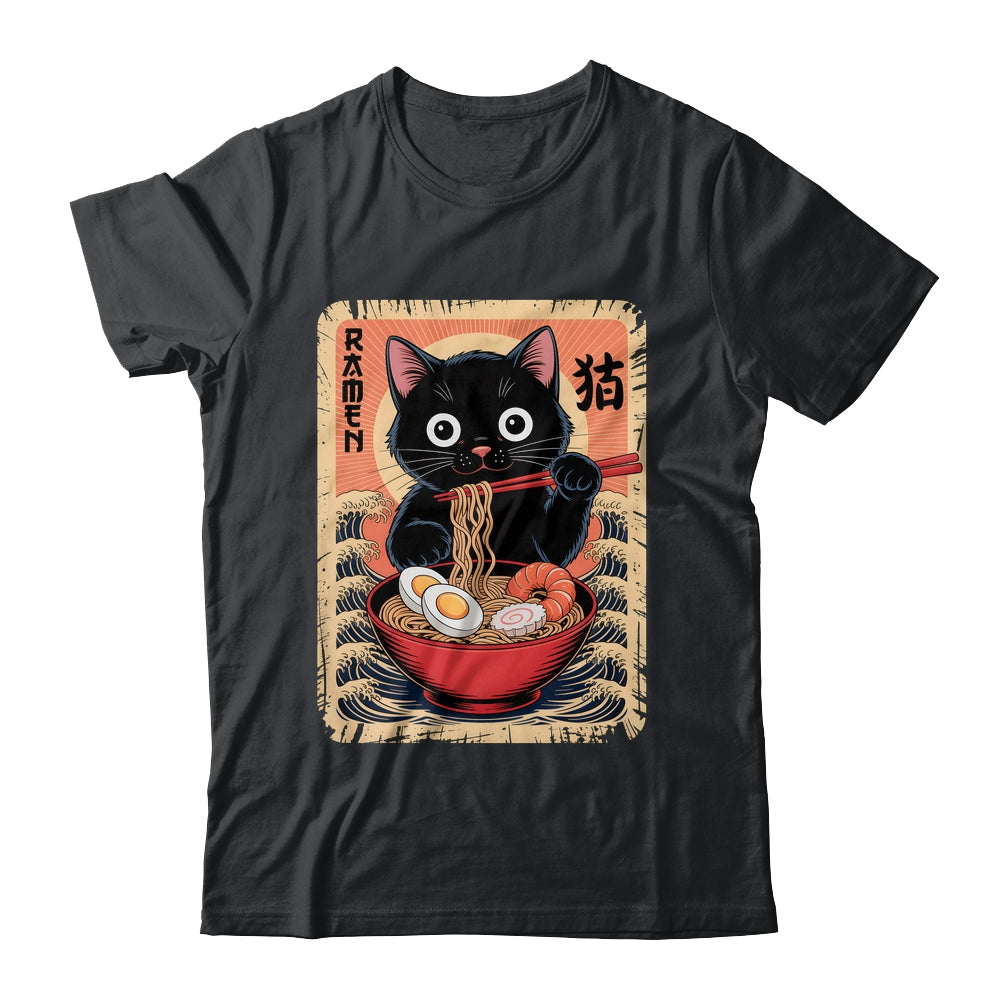 Anime Cat Ramen Japanese Funny Graphic Kawaii Cat Anime Shirt & Tank Top | siriusteestore
