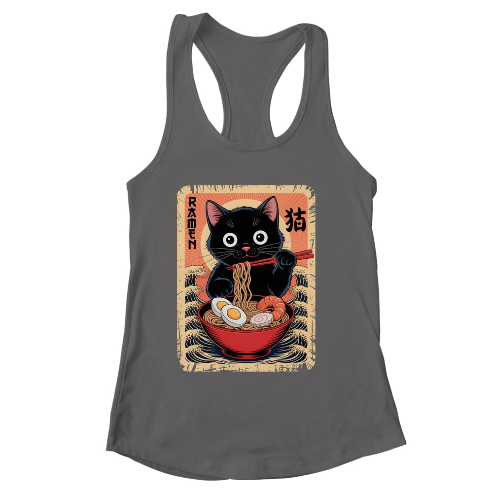 Anime Cat Ramen Japanese Funny Graphic Kawaii Cat Anime Shirt & Tank Top | siriusteestore