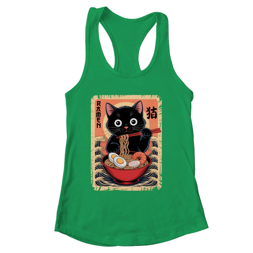 Anime Cat Ramen Japanese Funny Graphic Kawaii Cat Anime Shirt & Tank Top | siriusteestore