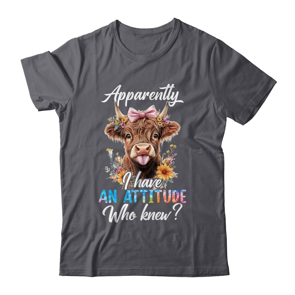 Apparently I Have An Attitude Who Knew Sarcasm Highland Cow Shirt & Tank Top | siriusteestore