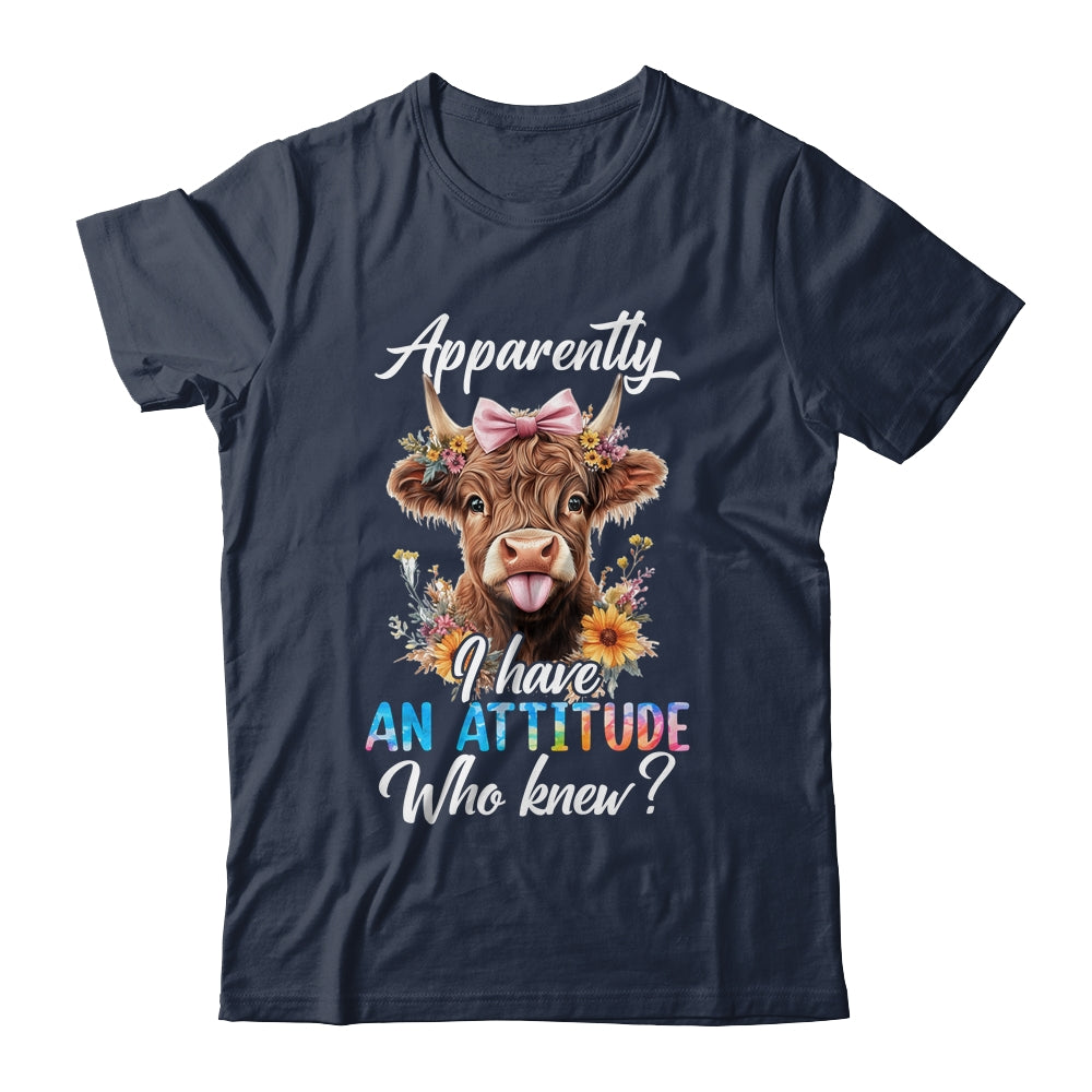 Apparently I Have An Attitude Who Knew Sarcasm Highland Cow Shirt & Tank Top | siriusteestore