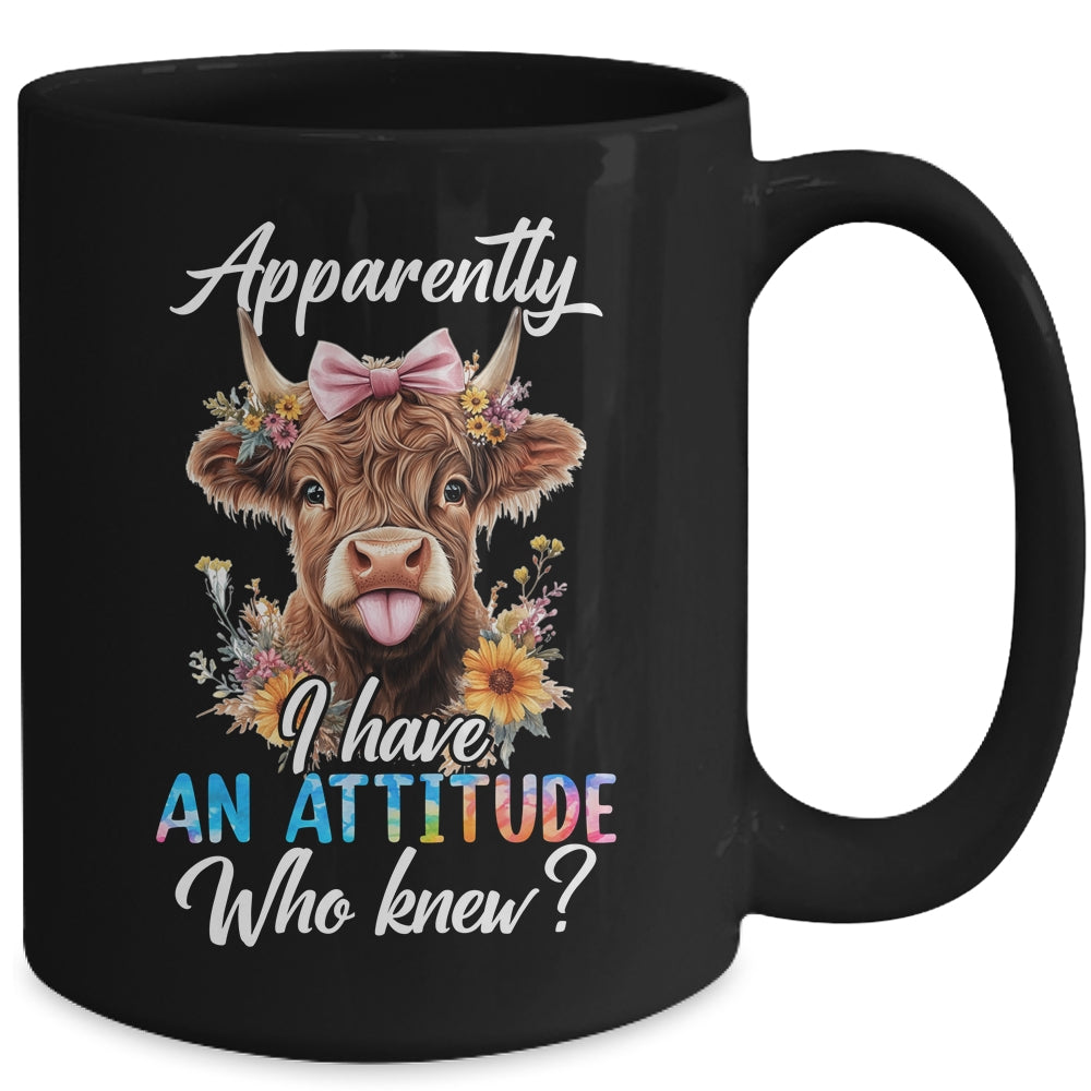 Apparently I Have An Attitude Who Knew Sarcasm Highland Cow Mug | siriusteestore