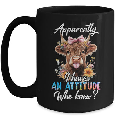 Apparently I Have An Attitude Who Knew Sarcasm Highland Cow Mug | siriusteestore