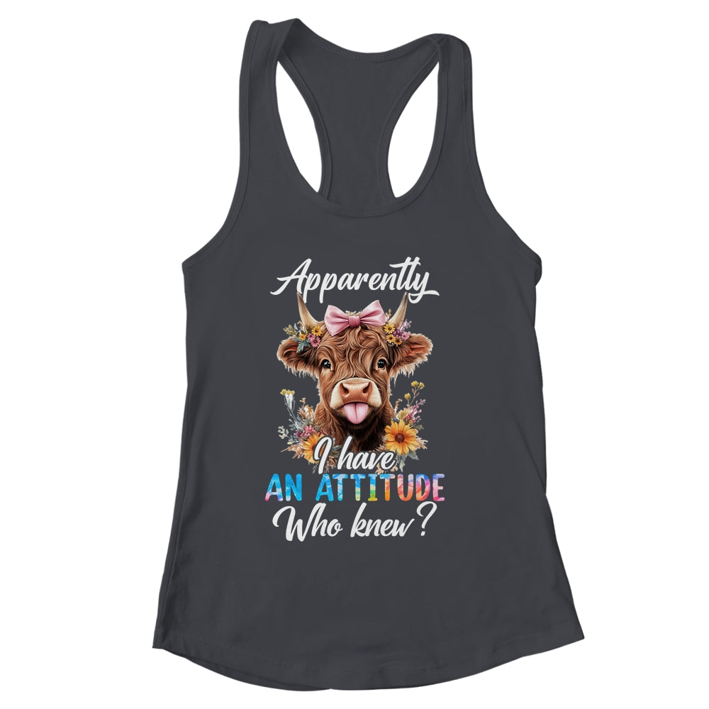 Apparently I Have An Attitude Who Knew Sarcasm Highland Cow Shirt & Tank Top | siriusteestore