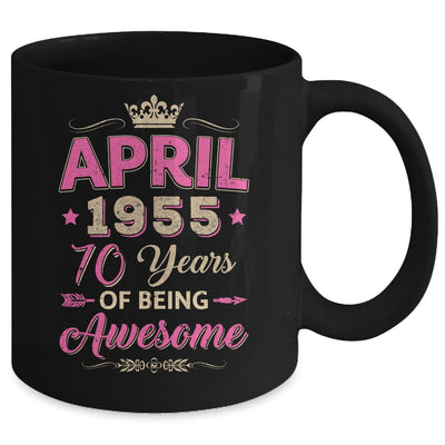 April 1955 70 Years Of Being Awesome Retro 70th Birthday Mug | siriusteestore
