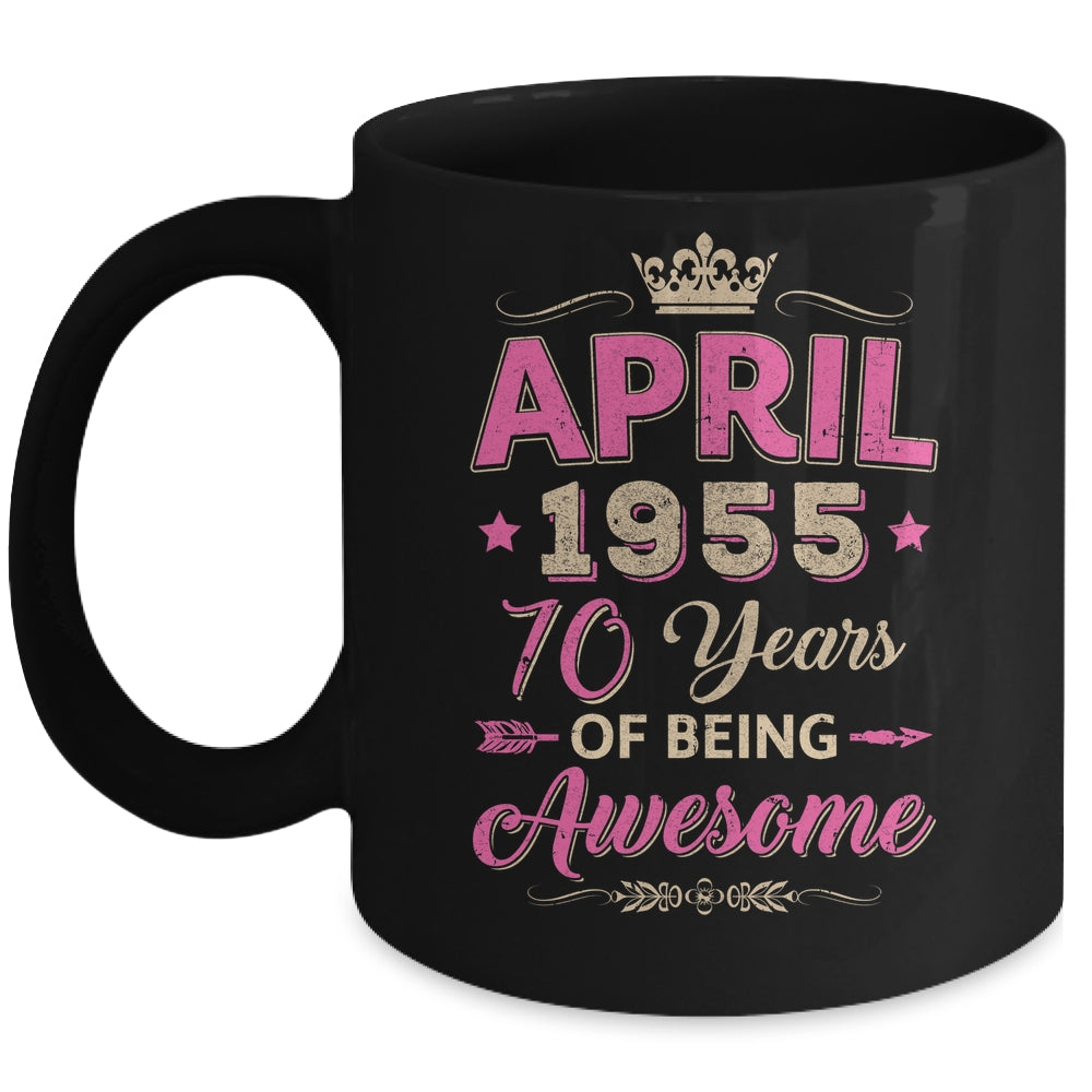 April 1955 70 Years Of Being Awesome Retro 70th Birthday Mug | siriusteestore