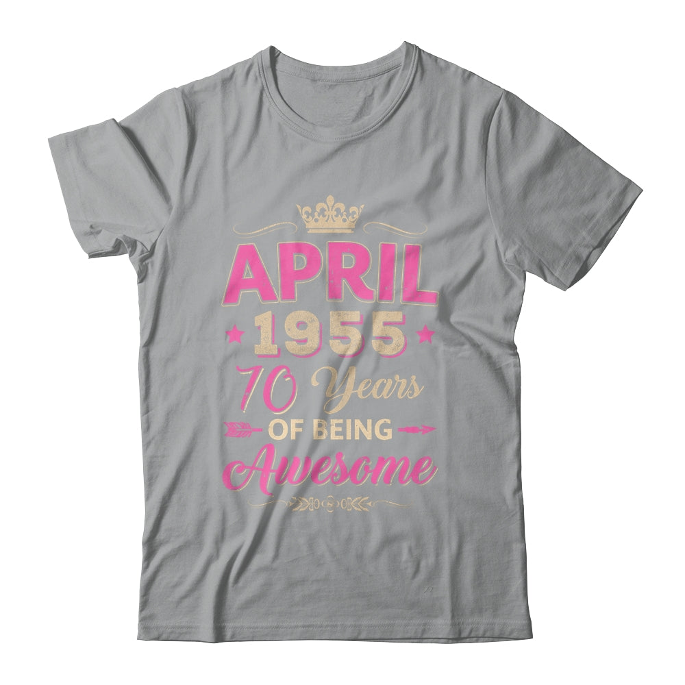 April 1955 70 Years Of Being Awesome Retro 70th Birthday Shirt & Tank Top | siriusteestore
