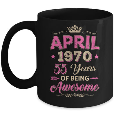 April 1970 55 Years Of Being Awesome Retro 55th Birthday Mug | siriusteestore