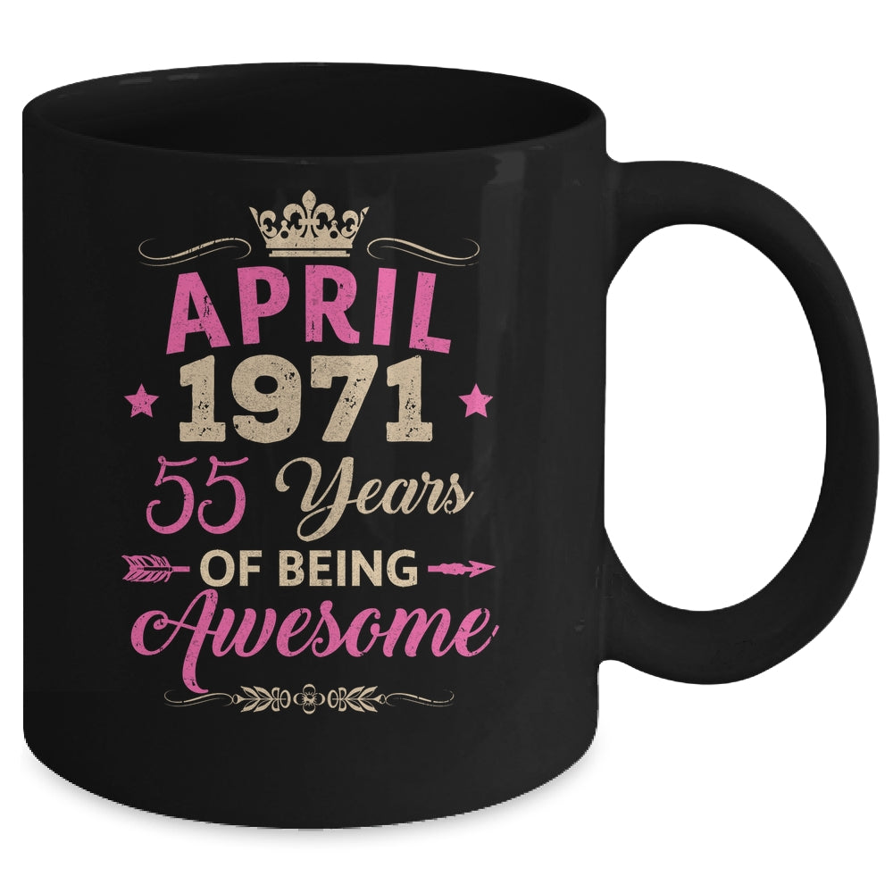 April 1971 55 Years Of Being Awesome Retro 55th Birthday Mug | siriusteestore