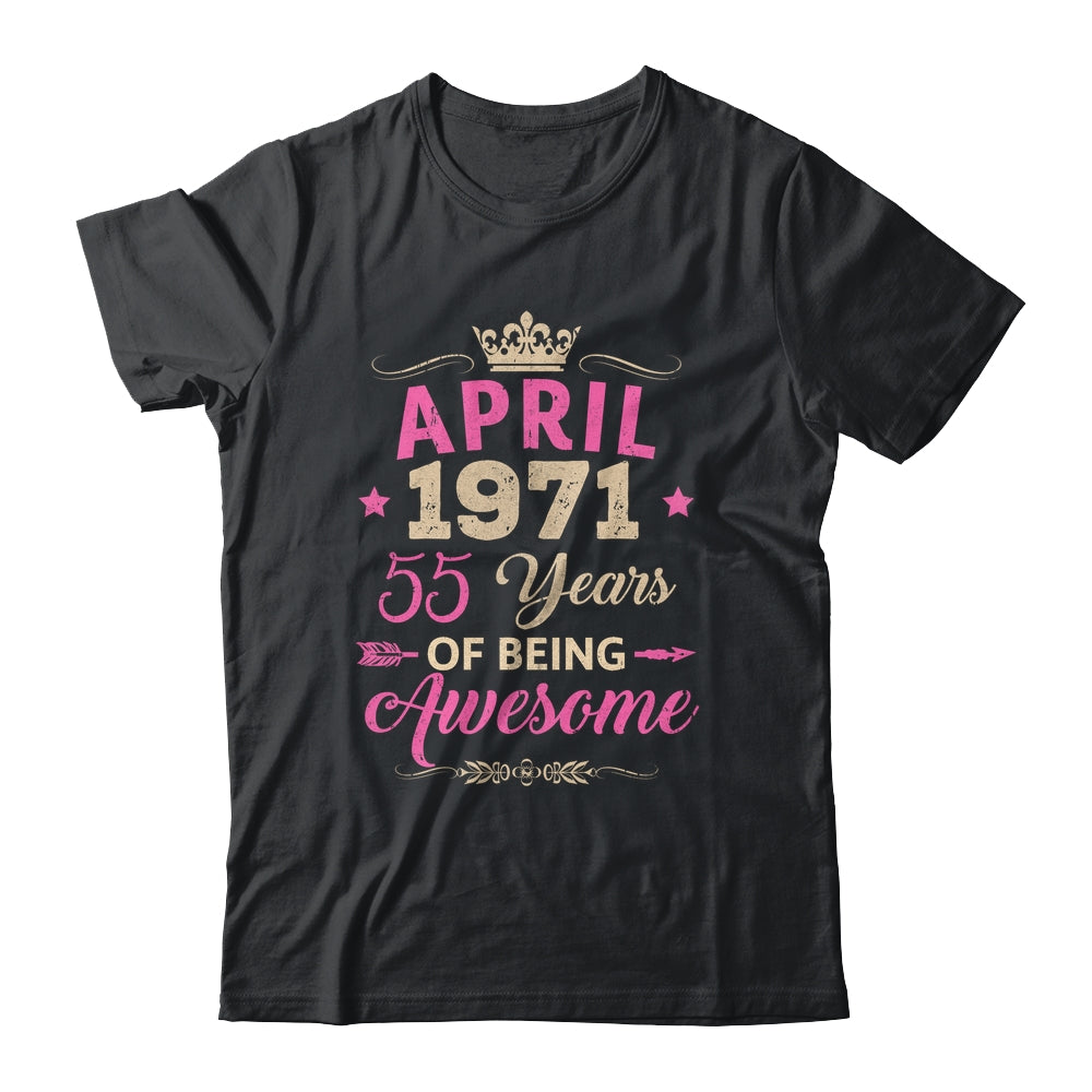April 1971 55 Years Of Being Awesome Retro 55th Birthday Shirt & Tank Top | siriusteestore
