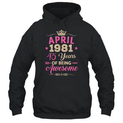 April 1981 45 Years Of Being Awesome Retro 45th Birthday Shirt & Tank Top | siriusteestore