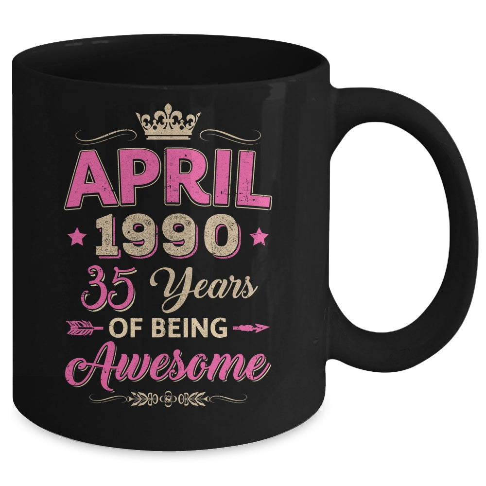 April 1990 35 Years Of Being Awesome Retro 35th Birthday Mug | siriusteestore