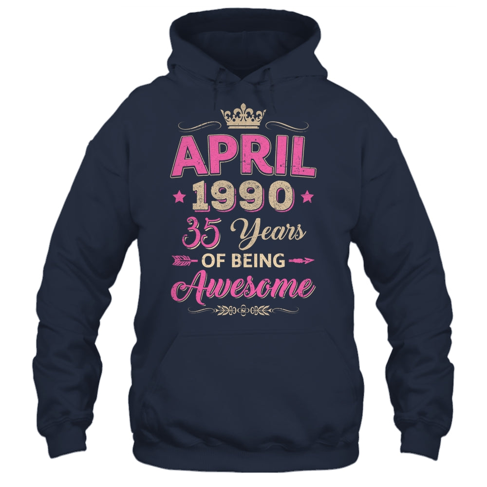 April 1990 35 Years Of Being Awesome Retro 35th Birthday Shirt & Tank Top | siriusteestore
