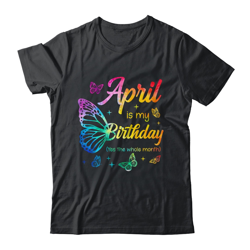 April Birthday For Women Girls Butterfly Tie Dye Theme Shirt & Tank Top | siriusteestore