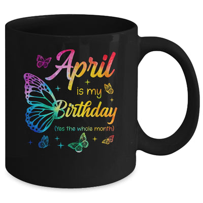 April Birthday For Women Girls Butterfly Tie Dye Theme Mug | siriusteestore