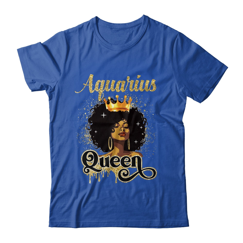 Aquarius Queen Birthday Afro Girls Black Zodiac Birthday Shirt & Tank Top | siriusteestore