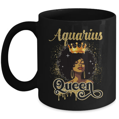 Aquarius Queen Birthday Afro Girls Black Zodiac Birthday Mug | siriusteestore