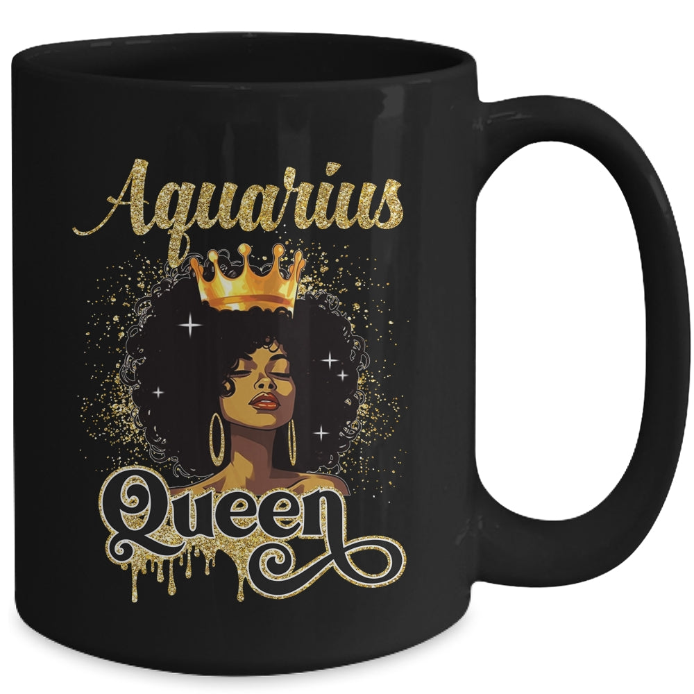 Aquarius Queen Birthday Afro Girls Black Zodiac Birthday Mug | siriusteestore