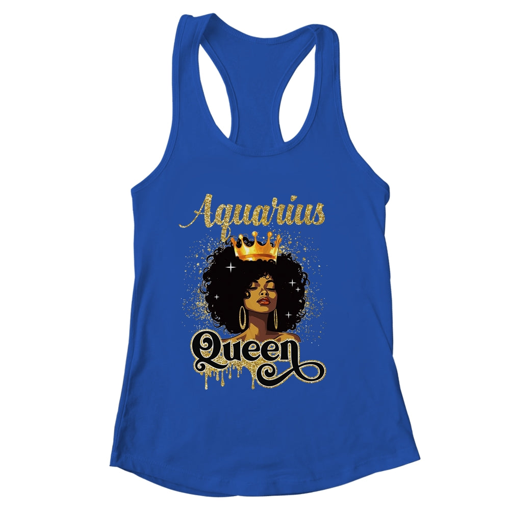 Aquarius Queen Birthday Afro Girls Black Zodiac Birthday Shirt & Tank Top | siriusteestore