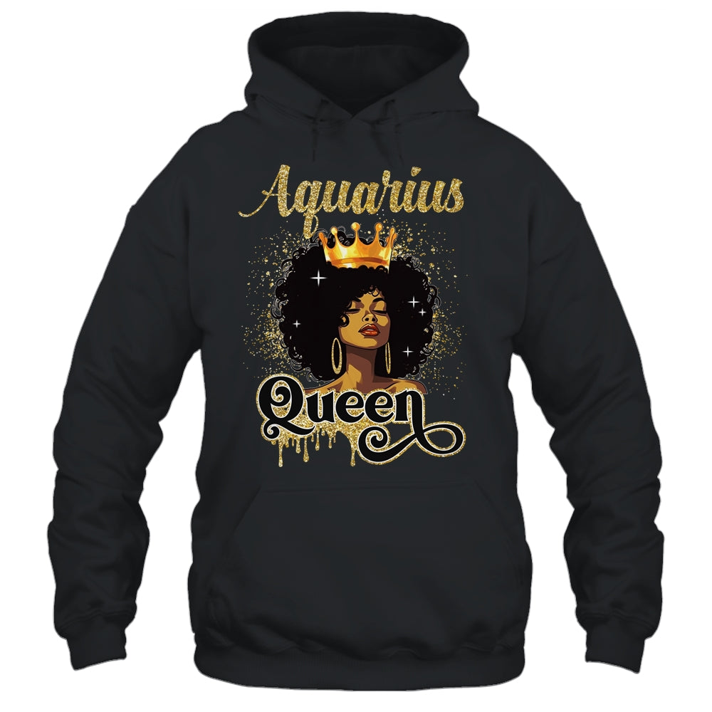 Aquarius Queen Birthday Afro Girls Black Zodiac Birthday Shirt & Tank Top | siriusteestore
