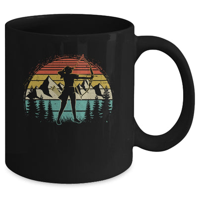 Archery Girl Women Archer Bow Vintage Retro Sunset Design Mug | siriusteestore