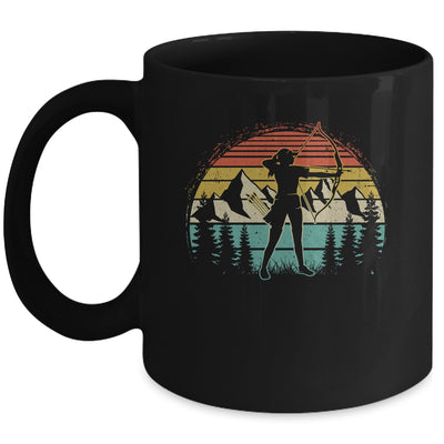 Archery Girl Women Archer Bow Vintage Retro Sunset Design Mug | siriusteestore