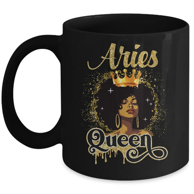 Aries Queen Birthday Afro Girls Black Zodiac Birthday Mug | siriusteestore