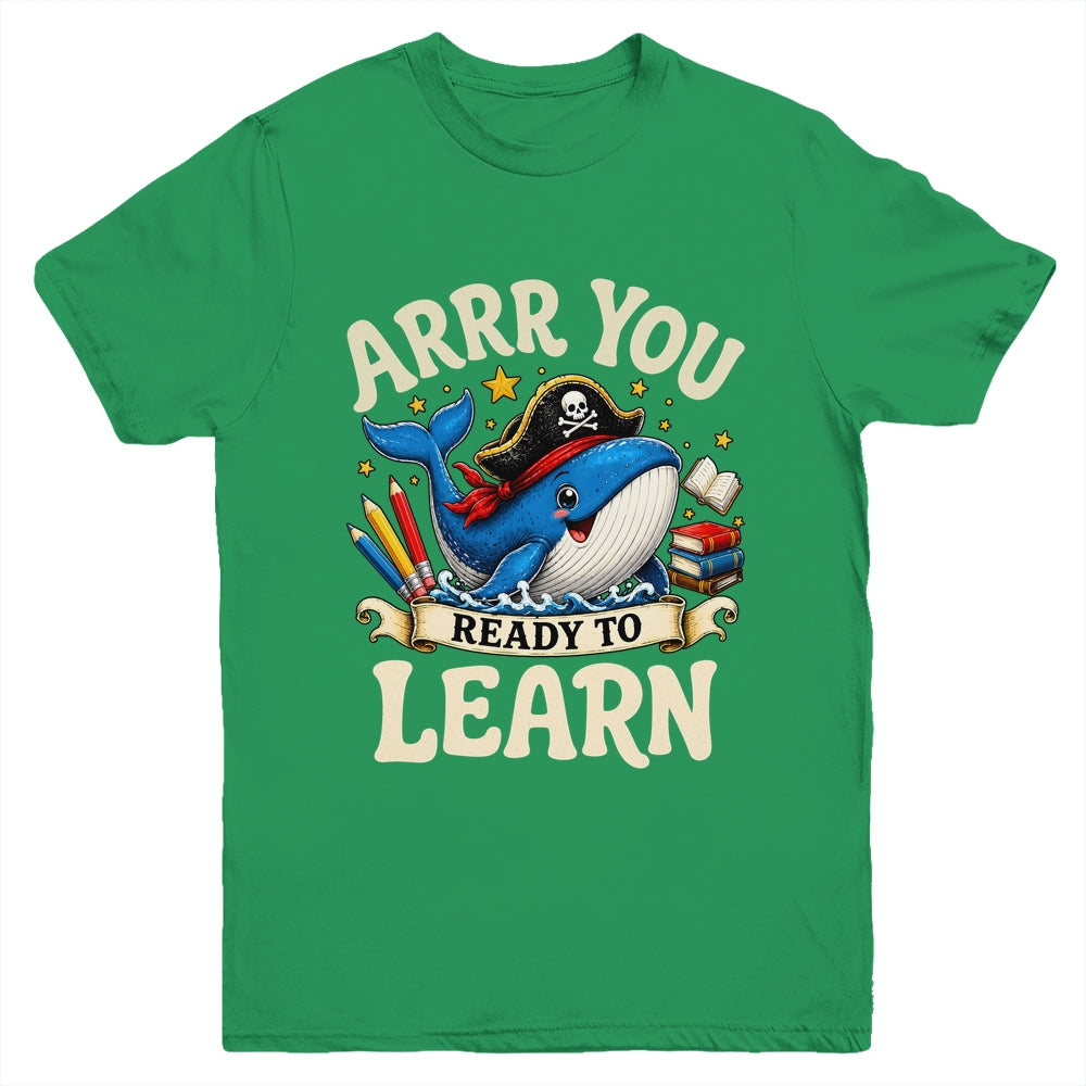 Arrr You Ready To Learn Pirate Whale Teacher Funny Humor Youth Shirt | siriusteestore