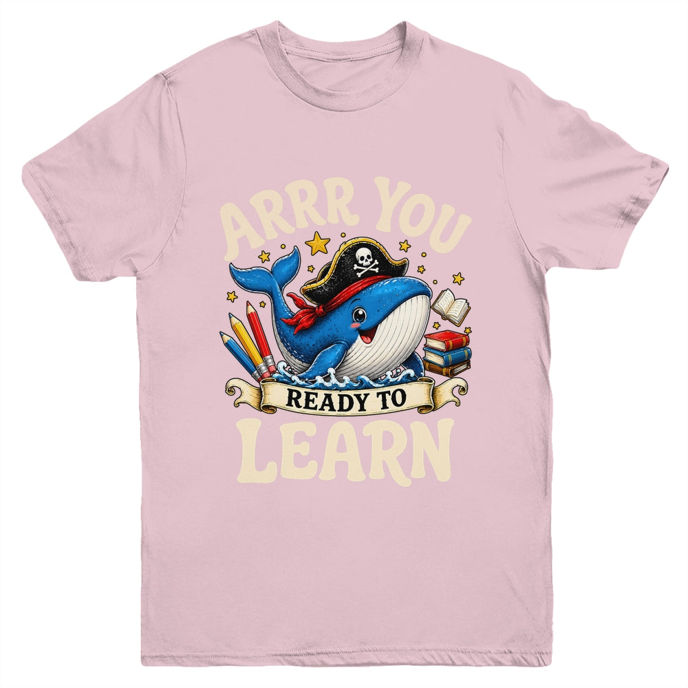 Arrr You Ready To Learn Pirate Whale Teacher Funny Humor Youth Shirt | siriusteestore
