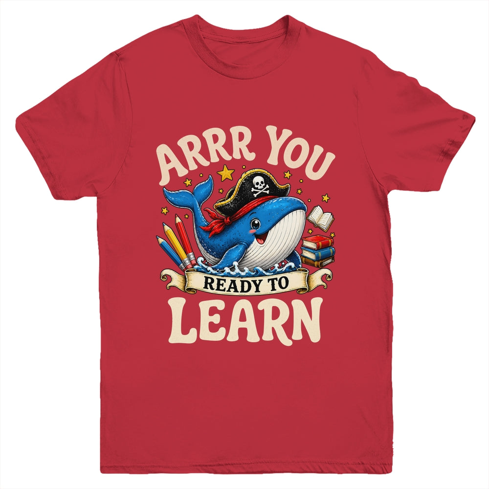 Arrr You Ready To Learn Pirate Whale Teacher Funny Humor Youth Shirt | siriusteestore