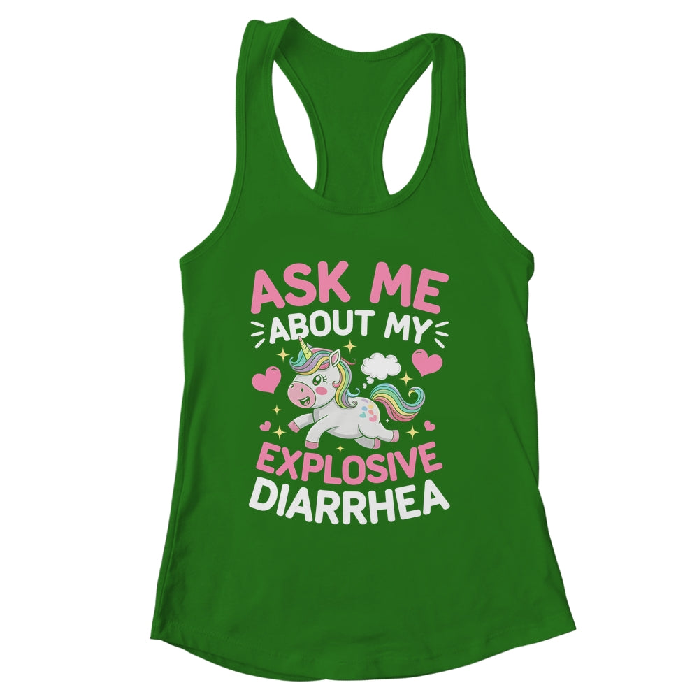 Ask Me About My Explosive Diarrhea Funny Poop Meme Unicorn Shirt & Tank Top | siriusteestore