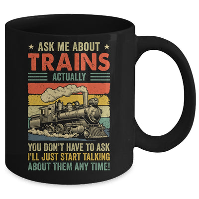 Ask Me About Trains Art For Men Women Funny Railroad Retro Mug | siriusteestore