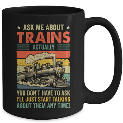 Ask Me About Trains Art For Men Women Funny Railroad Retro Mug | siriusteestore