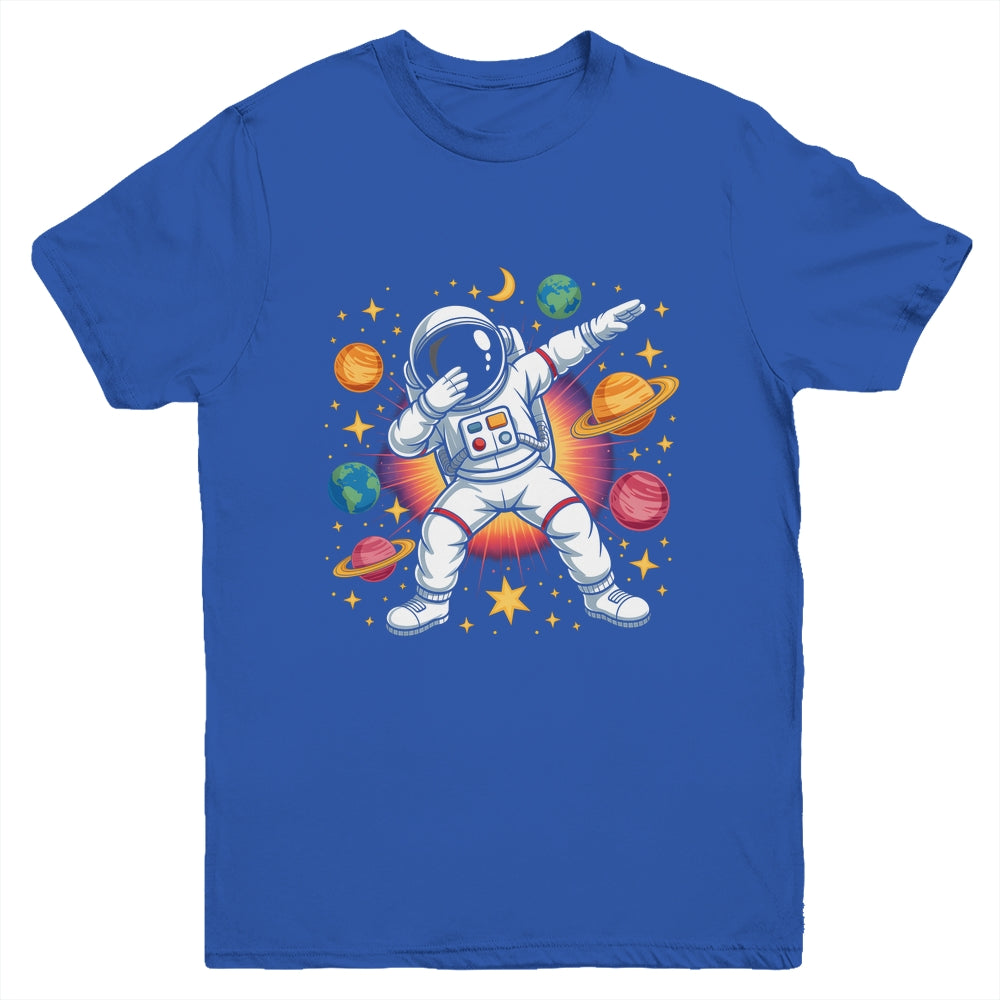 Astronaut Dabbing In Space Cosmic Galaxy Adventure Boy Girls Youth Shirt | siriusteestore