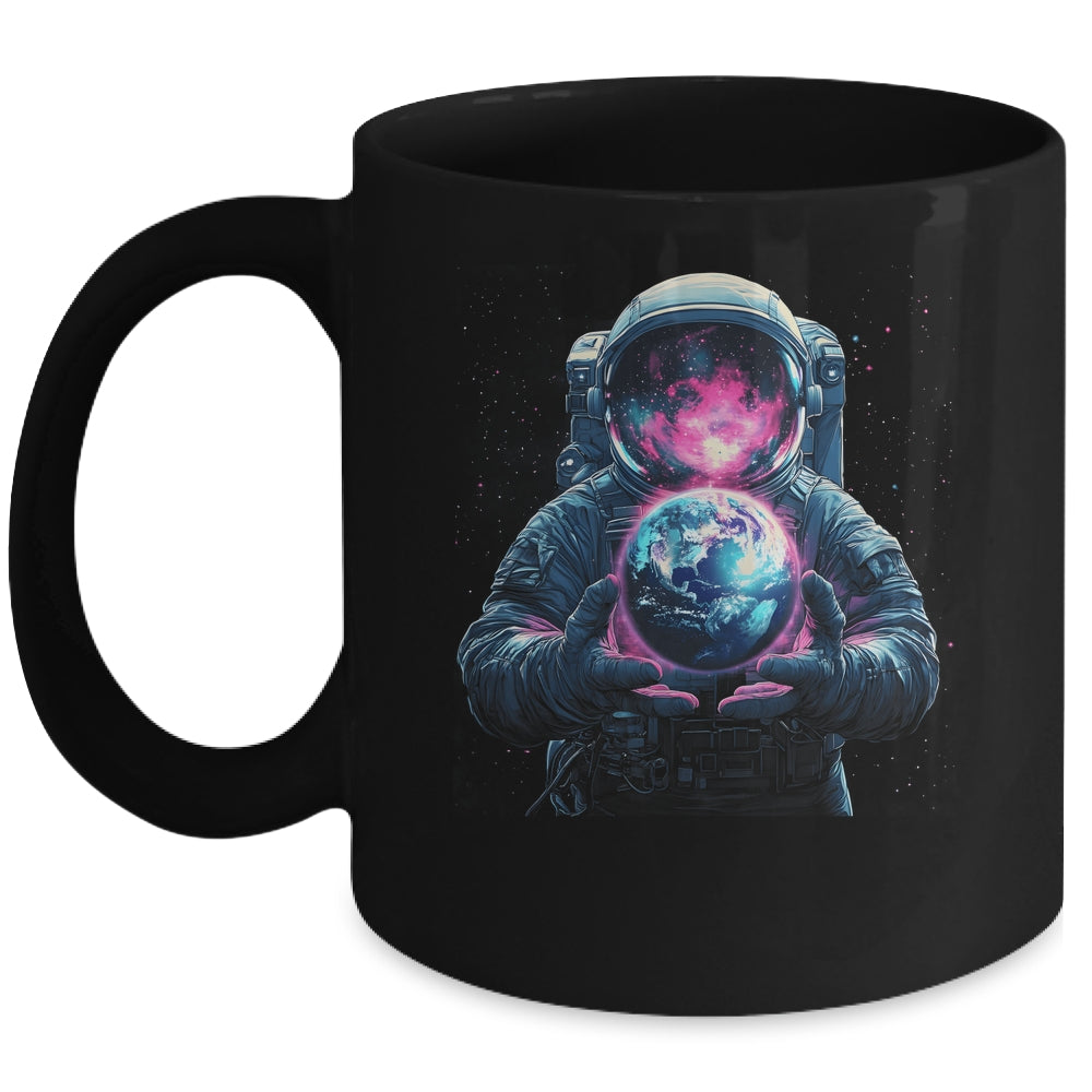Astronaut Holding Planet Outer Space Galaxy Universe Science Mug | siriusteestore