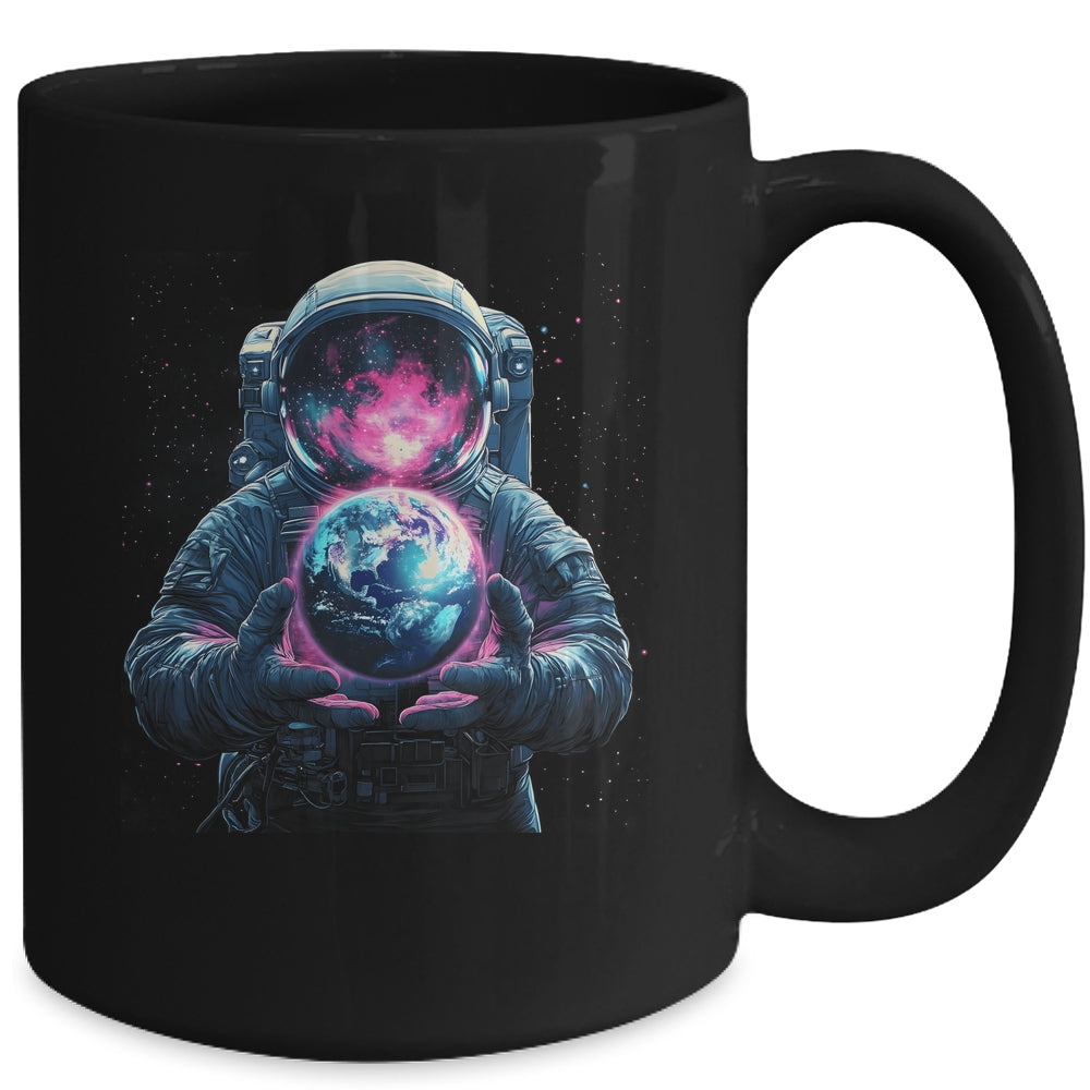 Astronaut Holding Planet Outer Space Galaxy Universe Science Mug | siriusteestore