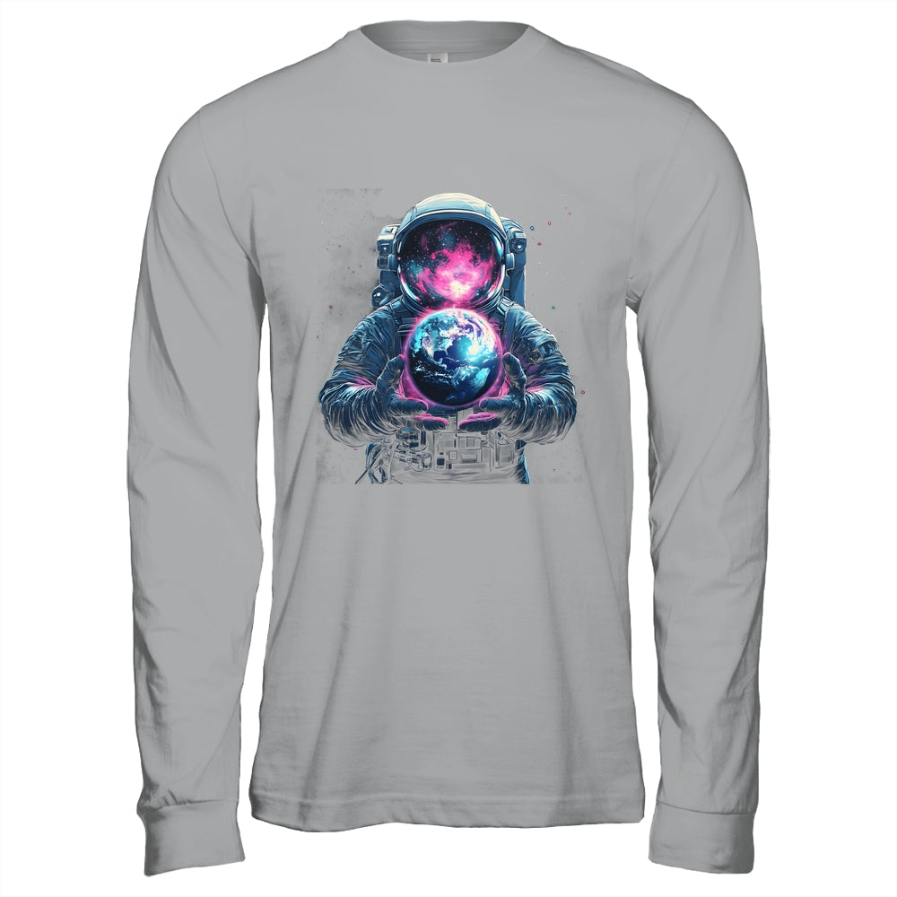 Astronaut Holding Planet Outer Space Galaxy Universe Science Shirt & Hoodie | siriusteestore